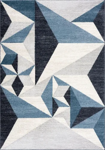 Vista 3 de Abani Rugs - Alfombra contemporánea con triángulos geométricos, rectangular, resistente a las manchas turcas de 5 x 8 pies, gris y azul