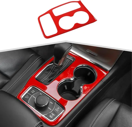 Vista 8 de Cubierta de panel de palanca de cambios de fibra de carbono, soporte para consola central, compatible con Jeep Grand Cherokee 2016 2017 2018 2019