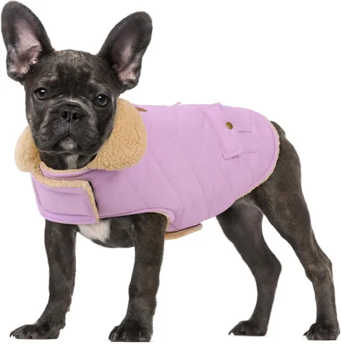 Vista 45 de Abrigo de invierno para perros pequeños, chaqueta sólida para cachorros, abrigo cálido para mascotas para clima frío, prendas acolchadas resistentes