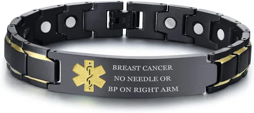 Vista 15 de XUANPAI Pulseras de alerta médica para hombres y mujeres con grabado gratuito ajustable de acero inoxidable para emergencias médicas