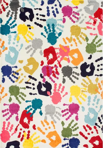 Vista 8 de nuLOOM Pinkie Handprint - Alfombra infantil de 10 x 14 pulgadas, multicolor
