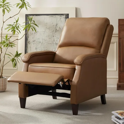 Vista 17 de VKNOW Silla reclinable de piel sintética con respaldo ajustable, color Marrón (Chestnut Brown)
