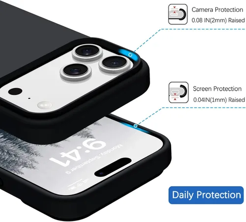 Vista 6 de GUAGUA Funda compatible con iPhone 17 Pro Max de 6.9 pulgadas, silicona líquida, goma de gel suave, delgada, forro de microfibra delgada