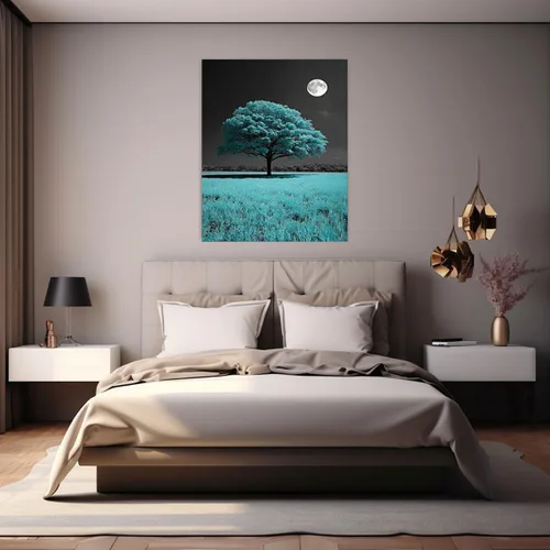 Vista 2 de VOCBAN Abstract Tree Landscape Painting On Canvas Poster Wall Artworks Pictures Living Room and Bedroom Picture Prints for Walls(blue blue 109