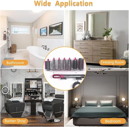 Vista 8 de Affogato - Soporte de montaje en pared compatible con accesorios Dyson Airwrap Styler, soporte de almacenamiento de acrílico compatible
