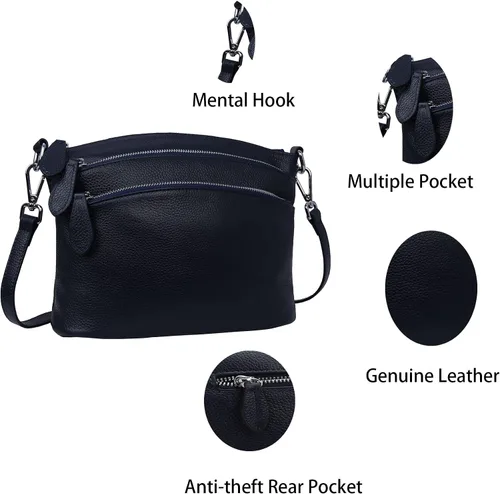 Vista 5 de HESHE Bolsos cruzados para mujer, bolsos de cuero pequeños, bolsos cruzados, bolso de hombro, bolso de mano para mujer