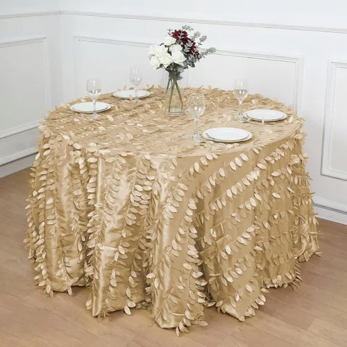 Vista 15 de TABLECLOTHSFACTORY - Mantel cuadrado de tela de tafetán de pétalos de hojas 3D de 54 pulgadas, color negro