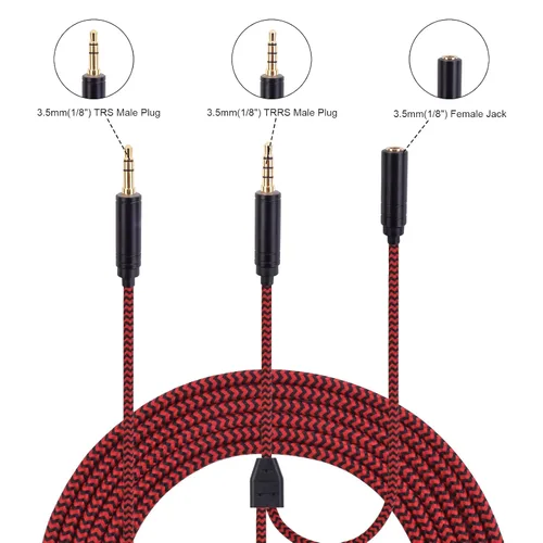 Vista 3 de Cable de audio de enlace de chat HD60 S rojo de 6.9 pies para Elgato HD60 Series, PS5/PS4/Xbox One/X/S y PC, 1 unidad