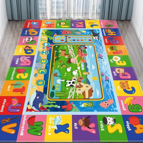 Vista 9 de Tapete de juego para el suelo, tapete de juego para niños, tapete educativo para el tiempo boca abajo, tapetes de juego ABC suaves para niños