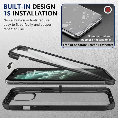 Vista 8 de Funda para iPhone 11 con protector de pantalla [vidrio templado 9H integrado], protección de cuerpo completo 360 de doble capa protectora