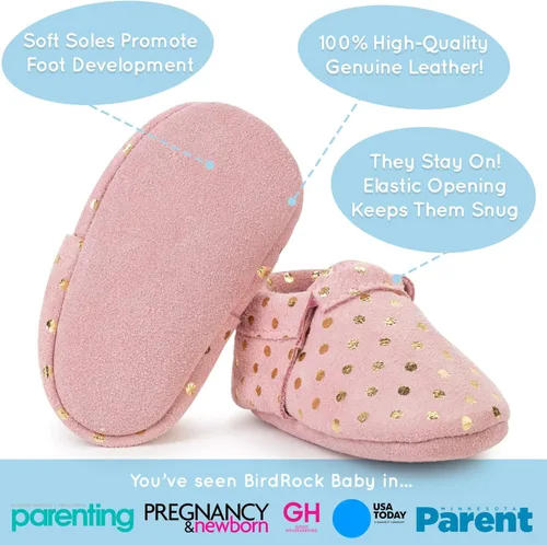 Vista 3 de BirdRock Baby - Mocasines sin bordes de piel auténtica, para niños y niñas, recién nacidos, bebés, infantes