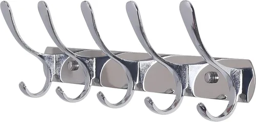 Vista 12 de SKOLOO Perchero de pared moderno, perchero de pared de metal con 5 ganchos, resistente riel de pared para colgar abrigos, chaquetas, ropa, Negro