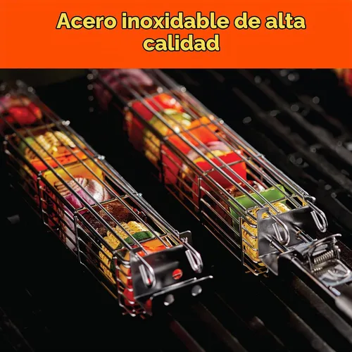 Vista 6 de Cesta grande para asar con mango extraíble. Construcción de acero inoxidable con una mayor capacidad (12 x 2 x 2) y tapa segura de fácil cierre.