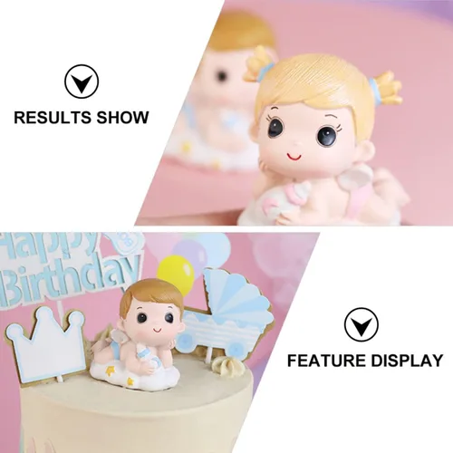 Vista 3 de UPKOCH Boy& Day Supplies - Decoración para tartas para niños, niñas interesantes y elegantes, para cumpleaños, biberón para niños, pareja, diseño