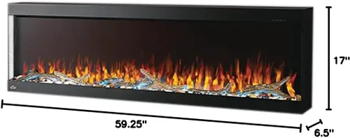 Vista 10 de Napoleon Trivista Pictura 60 - NEFL60H3SV - Chimenea eléctrica para colgar en la pared, 60 pulgadas, color negro, frente de cristal, llamas