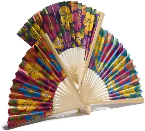 Vista 6 de Fun Express - Abanicos plegables con estampado de hibisco para fiesta - Suministros para fiestas - Favores - Fans - 12 piezas