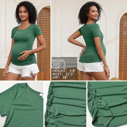 Vista 5 de Bhome Camiseta de maternidad de manga corta para verano, para embarazo