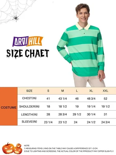 Vista 7 de Arvilhill Disfraz de Halloween para adultos, camisa polo clásica a rayas
