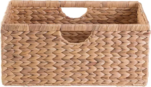 Vista 3 de Cubo de almacenamiento plegable de jacinto de agua natural, mediano