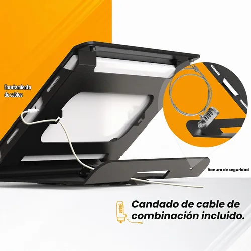 Vista 6 de Soporte para tableta compatible con Samsung Galaxy Tab A8 - Acero resistente con base giratoria de 360° con bloqueo de cable antirrobo BSC102BG