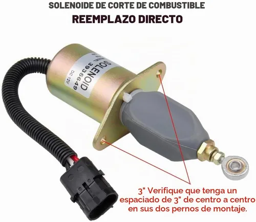 Vista 3 de Reemplazo de solenoide de apagado de combustible 12V solamente 3" para motor diésel Cummins de 5.9L u 8.3L 3935649