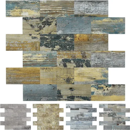Vista 9 de Art3d Panel de pared de 5 hojas (paquete de 5) de madera rústica, madera de baywood rústica