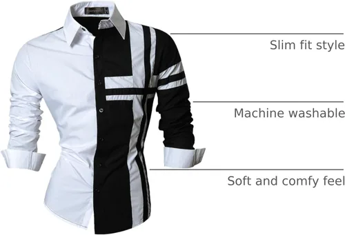 Vista 21 de JZS041, camisa de vestir de manga larga para hombre