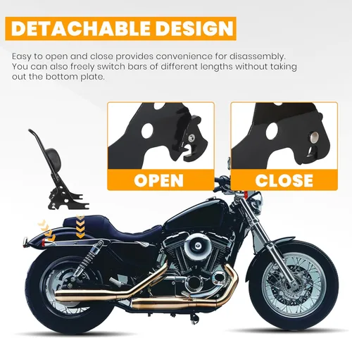 Vista 6 de ECOTRIC Respaldo tubular desmontable para pasajero compatible con Harley Sportster XL883C 883R XL1200R 1200C 1200S XLH883 XLH1200 de 2004