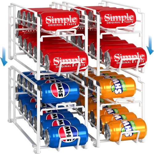Vista 8 de Simple Houseware Dispensador de latas de carga frontal, paquete de 4, cromado