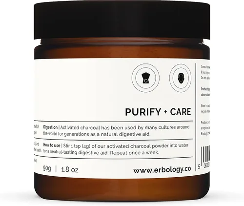 Vista 2 de Erbology Polvo de carbón activado de 1.8 onzas – Blanqueamiento dental – Añadir a las máscaras faciales, pasta de dientes y envolturas corporales