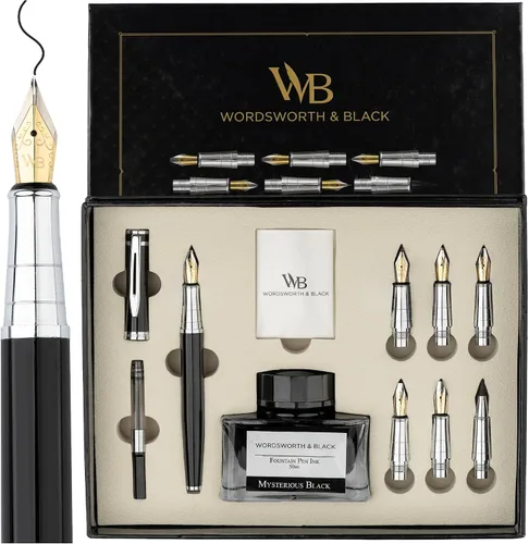 Vista 14 de Wordsworth & Black Luxury Calligraphy Pen Set for Writing, 6 Nibs,All Black Todo negro