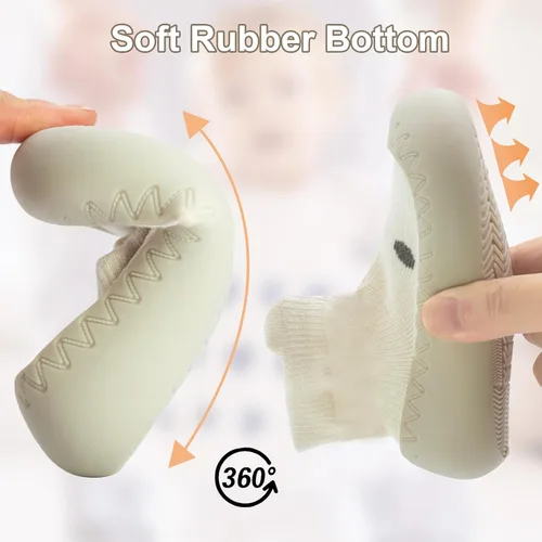 Vista 2 de 2 pares de zapatos antideslizantes estilo caroon para bebés, zapatos para niños y niñas, zapatos para caminar, zapatos de goma suave con pantuflas