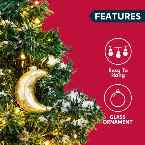 Vista 2 de Joiedomi Adorno colgante para decoración de árbol de Navidad, adornos de vidrio soplado de tierra y luna para regalo de Navidad, decoración