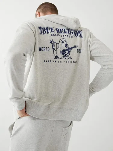 Vista 8 de True Religion - Sudadera con capucha y cremallera con logotipo de Buda para hombre