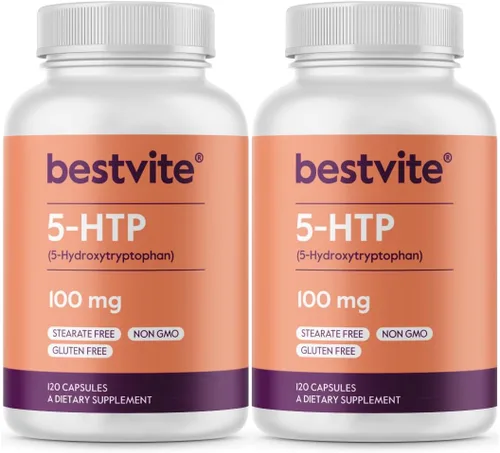 Vista 9 de BESTVITE 5-HTP 100mg (120 cápsulas) - Sin estearatos - Sin OMG - Sin gluten