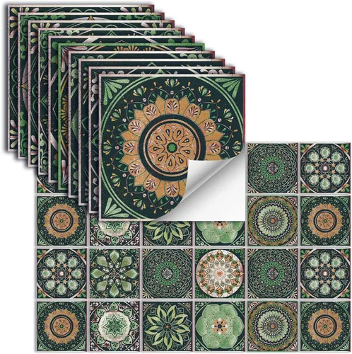 Vista 14 de 24 piezas – Azulejos para salpicaduras en muro para despegar y pegar, calcomanías de pared brillantes, impermeables, a prueba de aceite, calcomanías