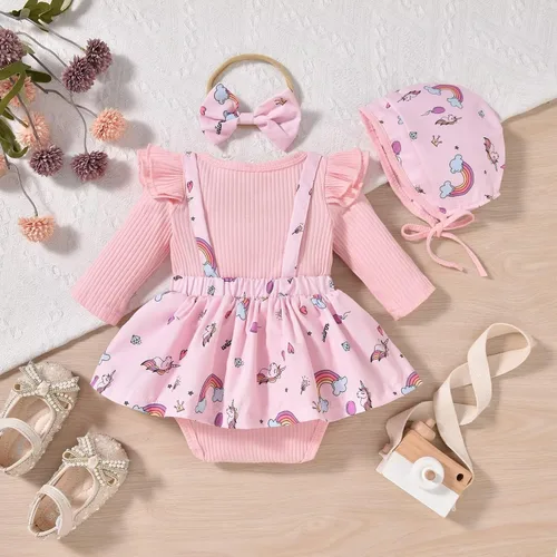 Vista 120 de Unutiylo Ropa de bebé recién nacida prematura con tirantes, traje de otoño e invierno, traje de manga larga con volantes