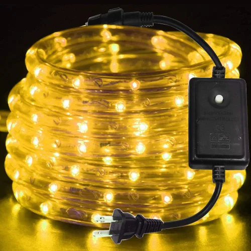Vista 10 de Cuerda de luces LED, tira de luces LED de 1/2 pulgada, 50 pies/49.2 ft CA 110-130 V resistente al agua con 8 modos de parpadeo/desvanecimiento