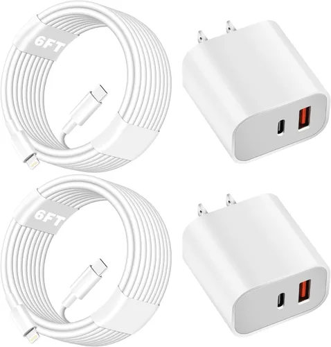 Vista 8 de Cargador A/C de doble puerto para iPhone 17 16 15, doble cargador USB A/C, bloque de carga rápida, paquete de 2 cargadores USB C rápidos de carga