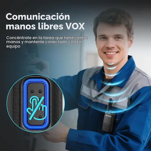 Vista 6 de Retevis MateTalk B4 Walkie Talkies con micrófono de hombro impermeable (paquete de 4) FRS Two Way Radios Noise Cancelling for Construction Site
