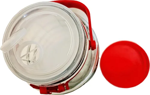 Vista 4 de C&H Solutions 2 tarros de vidrio de 5 litros (aproximadamente 1.32 galones) con tapa de boca ancha, tapas de plástico para verter boquillas