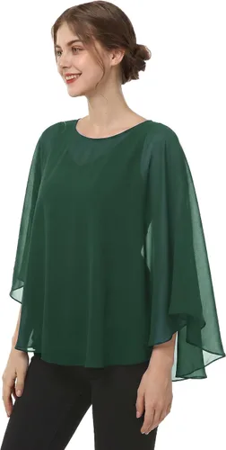 Vista 13 de Capas de gasa para mujer, chales y envolturas para poncho Negro