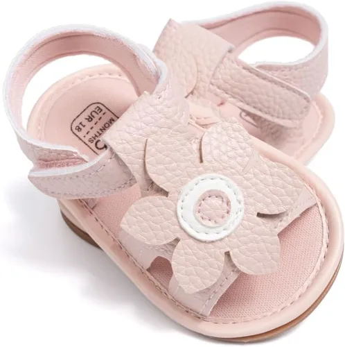 Vista 152 de Meckior Sandalias de verano con punta abierta y suave de piel sintética para bebés y niñas pequeñas