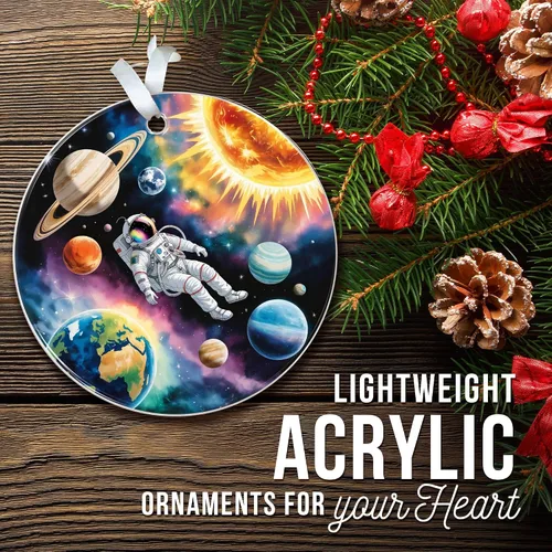 Vista 4 de ZAGKOO Adorno de Navidad de astronauta 2025 – Adornos espaciales del universo para árbol – Adorno de planeta y sistema solar para amantes