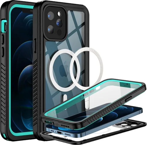 Vista 13 de BEASTEK Funda impermeable para iPhone 12, serie FSN IP68 magnética a prueba de golpes con protector de pantalla integrado y funda protectora Negro