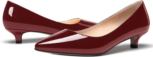 Vista 6 de MODENCOCO Zapatos de tacón bajo de patente sólida para mujer, con puntera puntiaguda, 1.5 pulgadas