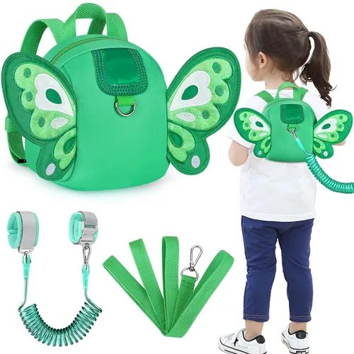 Vista 15 de Accmor Mochila con arnés para niños pequeños con correa, lindas mochilas con dinosaurios con enlace antipérdida en la muñeca, lindas pulseras