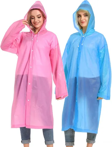 Vista 35 de 2 abrigos de lluvia de Borogo para adultos, chaquetas de lluvia reutilizables para hombres y mujeres