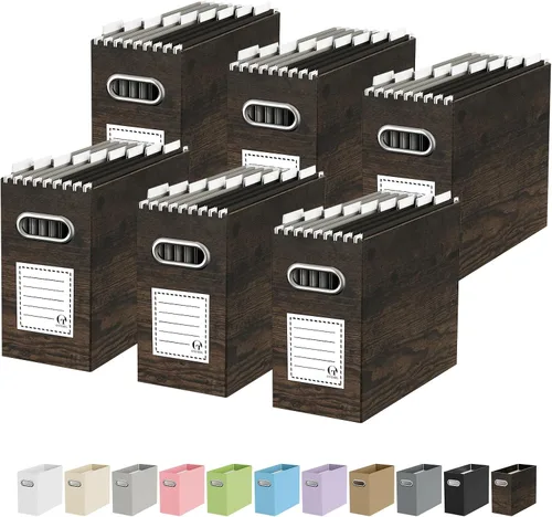 Vista 30 de Oterri Caja Organizadora de Archivos de Cartón para Carpetas Colgantes Tamaño Carta, Caja de Archivos para Escritorio de Computadora, Archivador