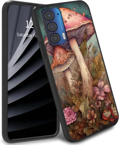 Vista 25 de Funda delgada para Moto Edge 2021 TPU con diseño de hojas de arte, cubierta de protección de cuerpo completo de goma de gel suave para Motorola Edge